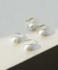 Alleun Silver 925 Hoop Pearl Earrings Nucleated Pearl 6Mm 8Mm