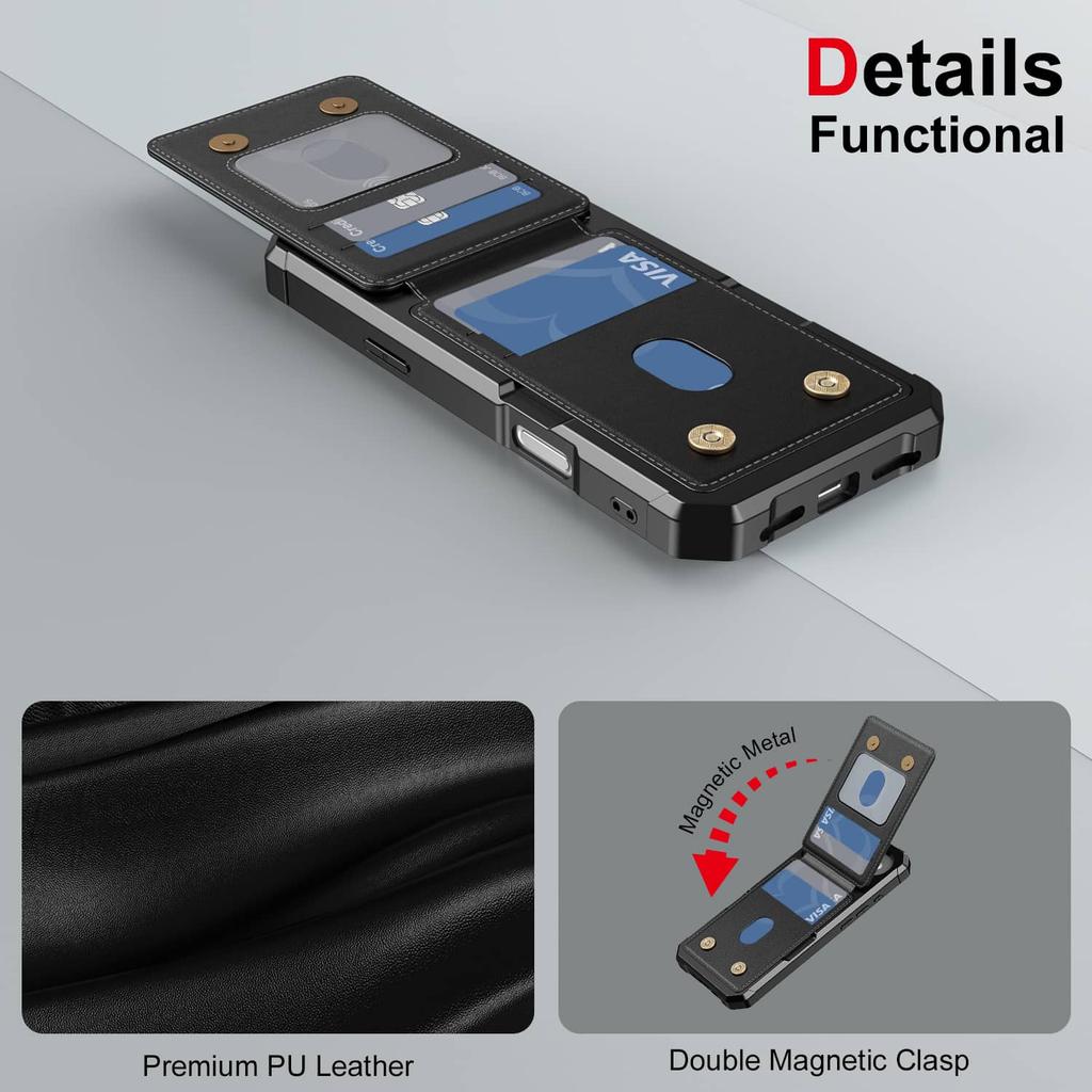 Wallet Case for iPhone 17 Pro Max/Air/17 Pro/17 with Card Slots, Flip Magnetic Closure Kickstand TPU Bumper Protective Cover