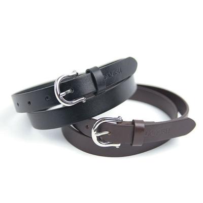 DAMISH Round Buckle Slim Cowhide Belt[2COLOR]