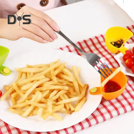 Zestaw 4 klipsów do dipów do misek, talerzy, pojemników na sosy, nadający się do mycia w zmywarce, przenośny pojemnik na przyprawy, sos pomidorowy, sól, ocet warzywny, ketchup