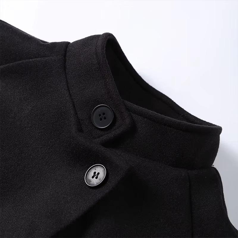 Cappotto Invernale Caldo da Donna Vintage con Lacci in Lana Moda Monopetto Tinta Unita Soprabito Retro Giacche con Collo Alto