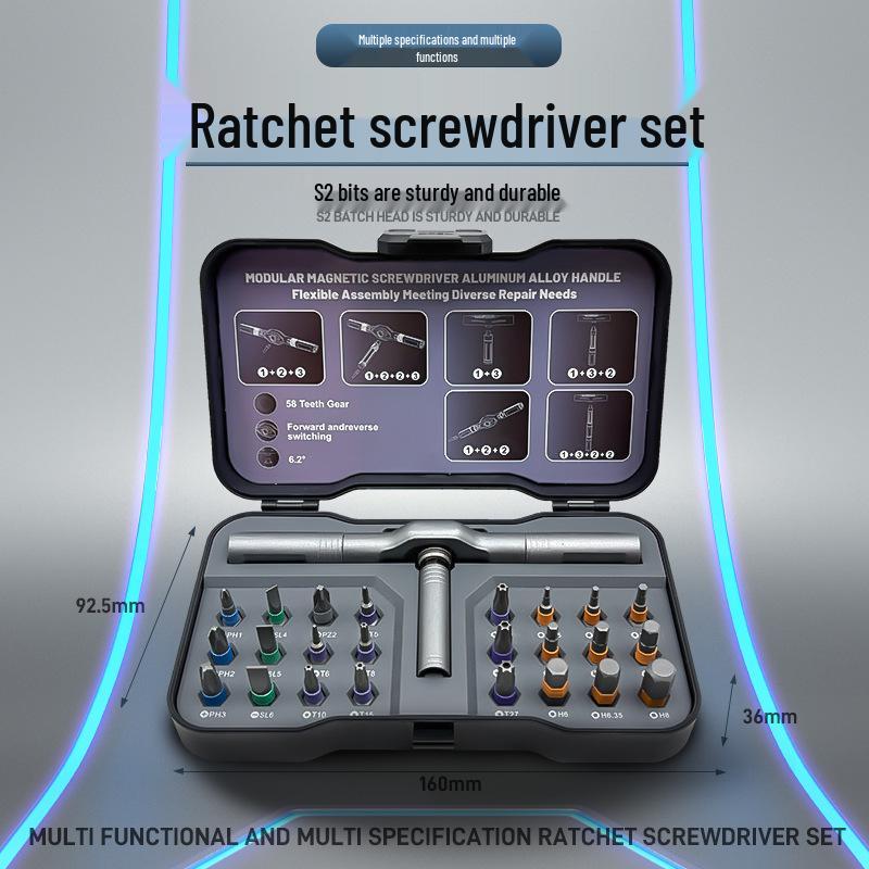 24-in-1 Multifunctional Ratchet Screwdriver Set - S2 Steel, High Hardness Household Wrench Tools.