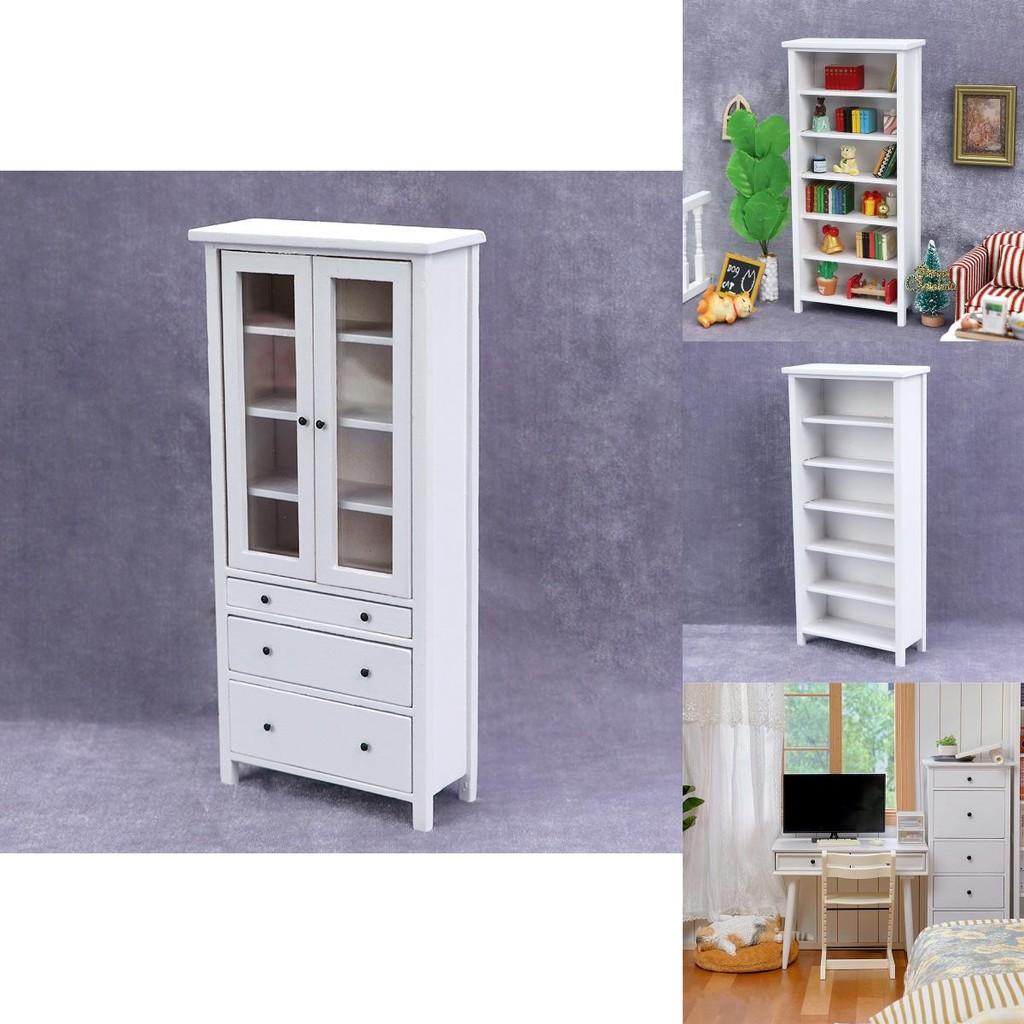 Modern Minimalist White Dollhouse Miniature Furniture Model Storage Cabinet