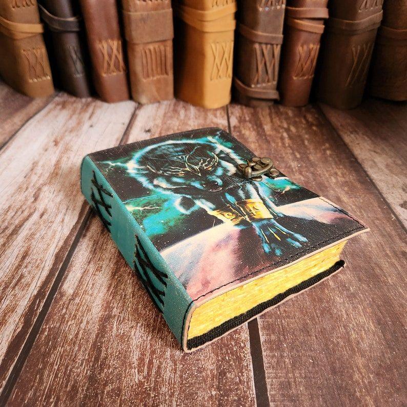 Kožený deník Vlk, Zápisník, Kožený skicák, Kožená kronika, Deník snů, Personalizovaný deník, Psací deník, Dárek pro něj pro ni.