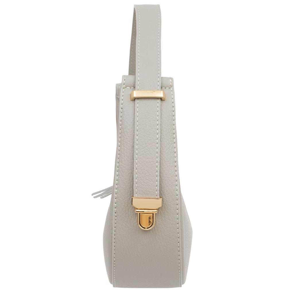 Small Women's Leather Bag Kaletnik Mezzaluna Grey