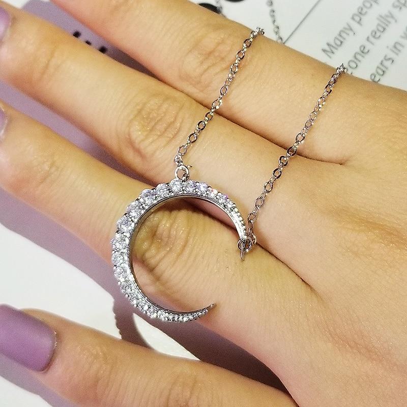 

Huitan Нежное ожерелье с подвеской в форме полумесяца для женщин, темпераментное, милое, свадебное, для невесты, изысканный подарок, эффектное украшение 45cm