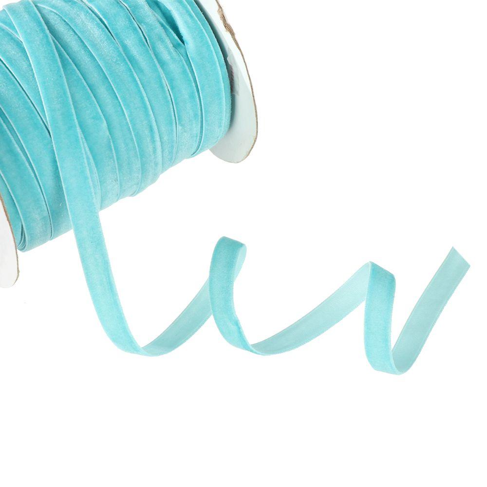 

50yards 10mm Crafts Home Bouquet Decor Velvet Ribbon Wrapping Band Packaging Strap Flocking Silk небесно-голубой