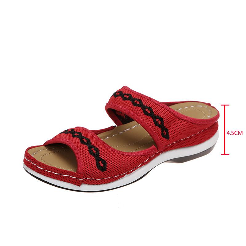 Fashion 2025 summer fashion outside wear new low wedge heel flying woven slippers large size casual light breathable