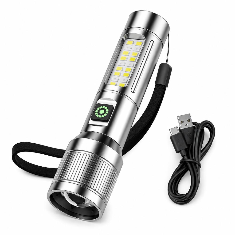 Adjustable Beam COB Side Light Rechargeable Outdoor Flashlight LED Flashlight  Camping Hiking