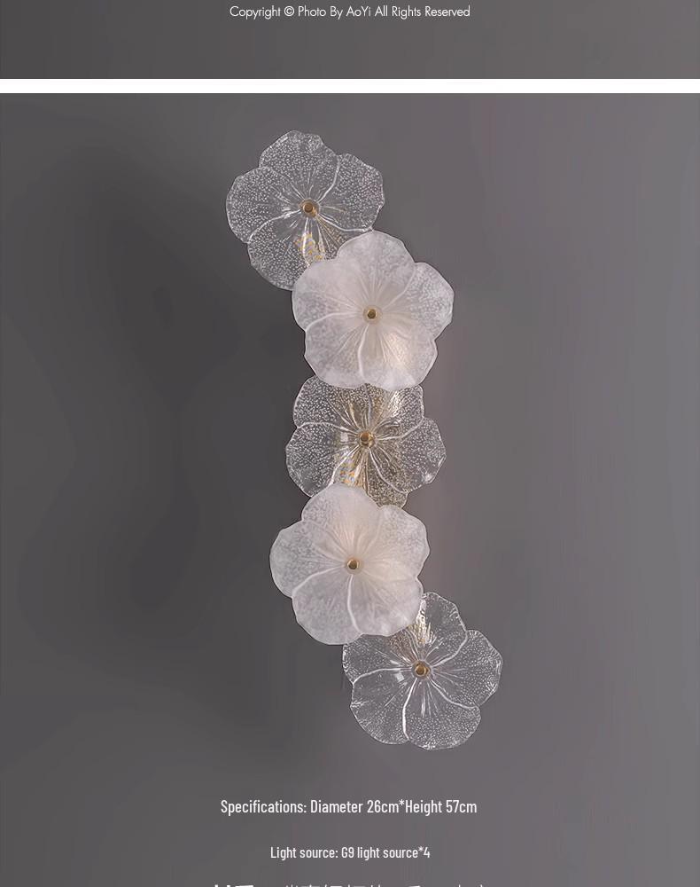 Elegante Fünfblättrige Kristallblumen-Wandleuchte für Schlafzimmer und Wohnzimmer