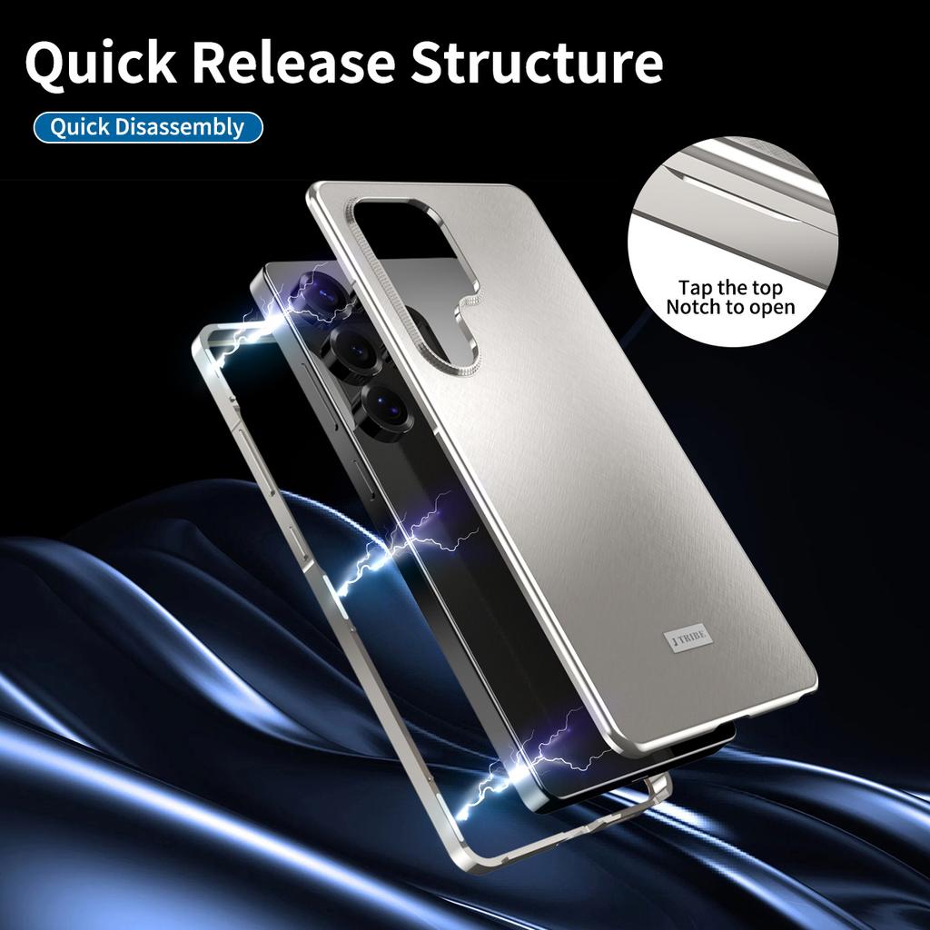 Für Samsung Galaxy S26 Ultra Hülle Brokat-Textur Anti-Drop Legierung Magnetischer Rahmen PC Handy-Rückseite