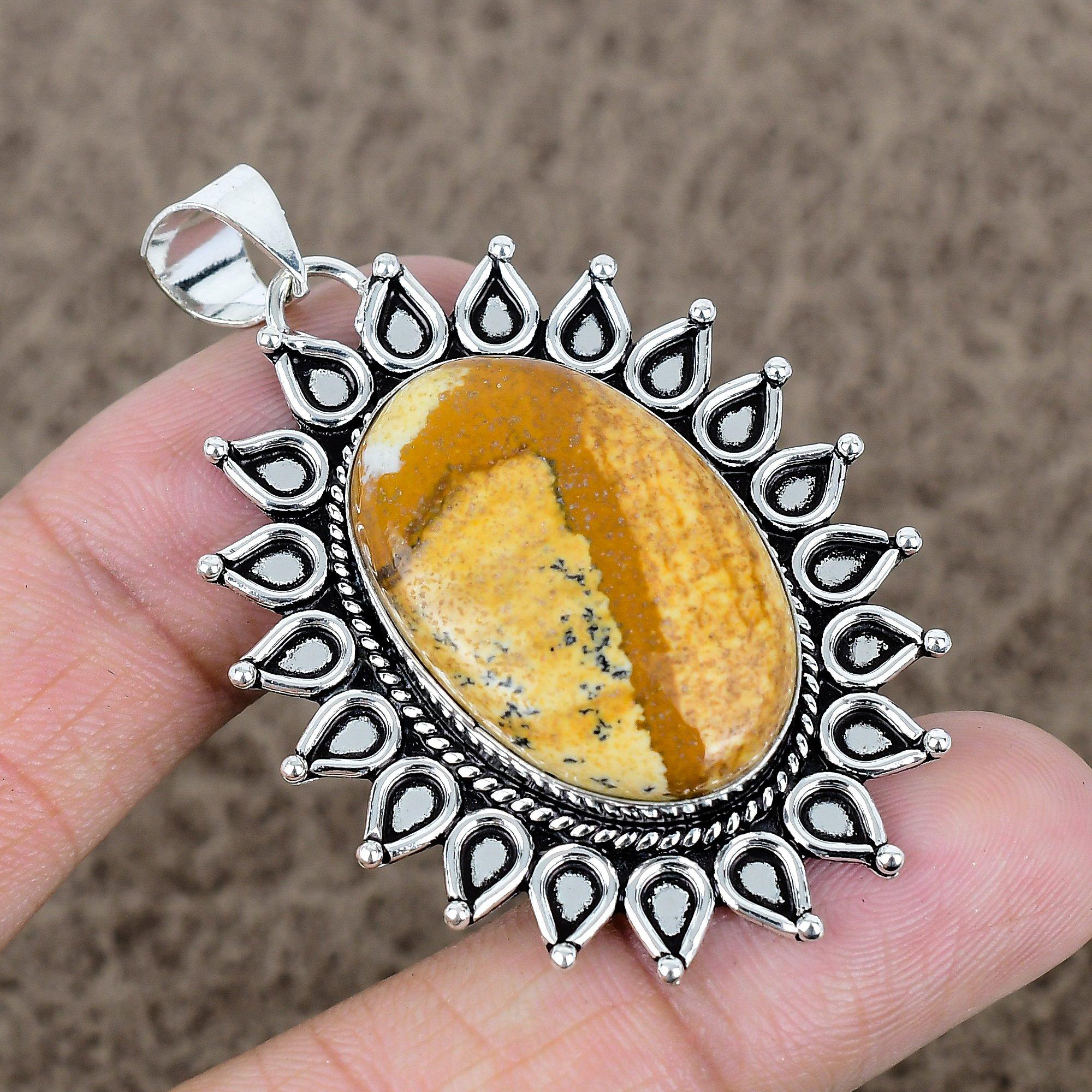 

Picture Jasper Gemstone Handmade 925 Sterling Silver Jewelry Pendant 2.29 KKG-741