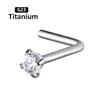 1PC 20G Nose Stud Multi Styles G23 Titanium 2mm Zircon 6.5mm Hook Bar Pin Ear Stud Earring Nose Lip Piercing Body Jewelry Labret