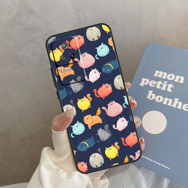 Cute Cartoon Cat Case For Xiaomi 15 14 Ultra 13T 14T 15T Pro 17 Pro Max POCO X7 X3 X5 X6 F5 F6 F7 F8 Pro Cover