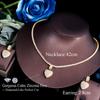 CMM CZ Zirkon Brasilianische Gold Farbe Herz Form Anhänger Halskette und Ohrring Mode Frauen Hochzeit Schmuck-Set