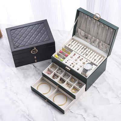 Caixa de Armazenamento de Joias de Luxo Multicamadas de Grande Capacidade para Brincos
