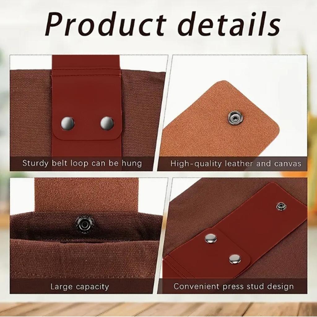 Portable Outdoor Canvas Waist Hanging Tool Bag Folding Berry Bag Storage Leather Camping Jungle Organizer Bag