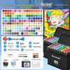 Dual-Tip Art Marker Set - 120 Colors, Hard Tip, Oil-Based for Students