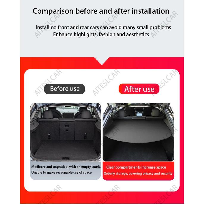 Trunk Cargo Cover For Tesla Model Y Juniper 2025 Curtain Rear Luggage Carrier Retractable Partition Baffle Plate Extra Storage
