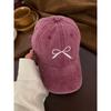 Bow Embroidered Baseball Cap for Women In Spring New Washing Old American Retro Wide Brimmed Face Cap Student