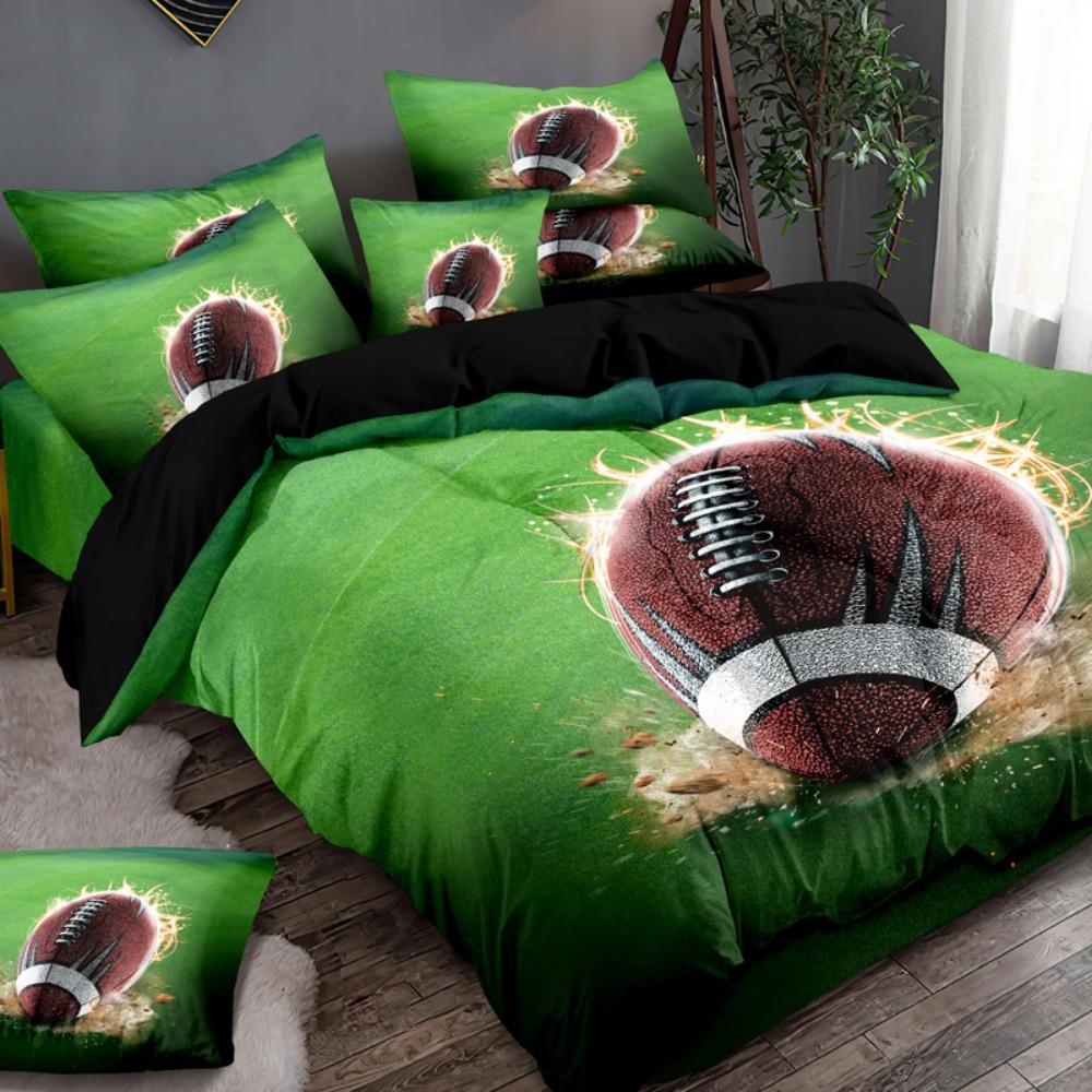 3pcs Bedding Set Rugby American Football 3D Printed Cozy Soft Duvet Cover King Queen Twin Size Birthday Gift Boys Bedroom Decor