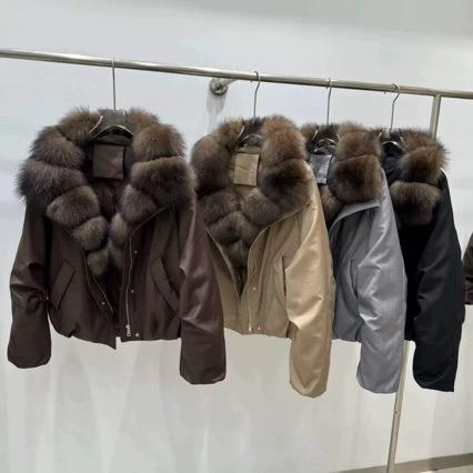 New Pie Overcomes Short Down Cotton Clothing Removal Fox Hair Collar Women's Short Fashion Thickened Warm Jacket