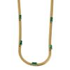New Personal Luxury Gold Color Stainless Steel Emerald Necklace for Women Charm Green Crystal Bride Party Collar Jewelry No Fade