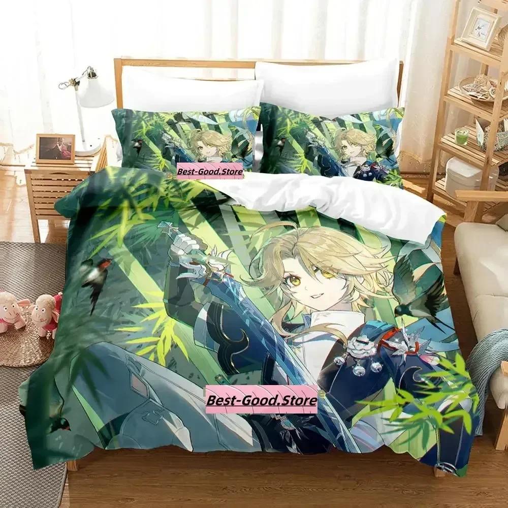 Kawaii Honkai Star Rail Bedding Set Printed Bed Set With Pillowcase Duvet Cover Single Double Queen King Size Adult Kid Bedroom