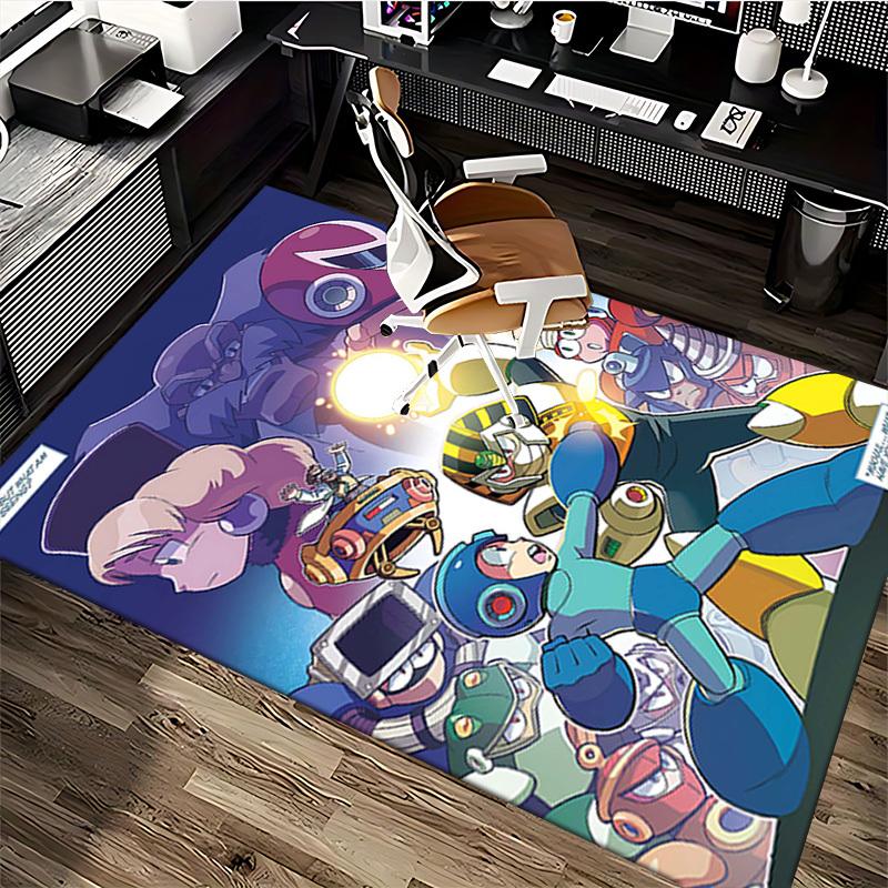 1pc Mega Man Anime Cartoon Design Office Chair Mat Non-Slip Carpet for Home Decor, Living Room, Bedroom, Game Room - Perfect Gift for Fans!Y042