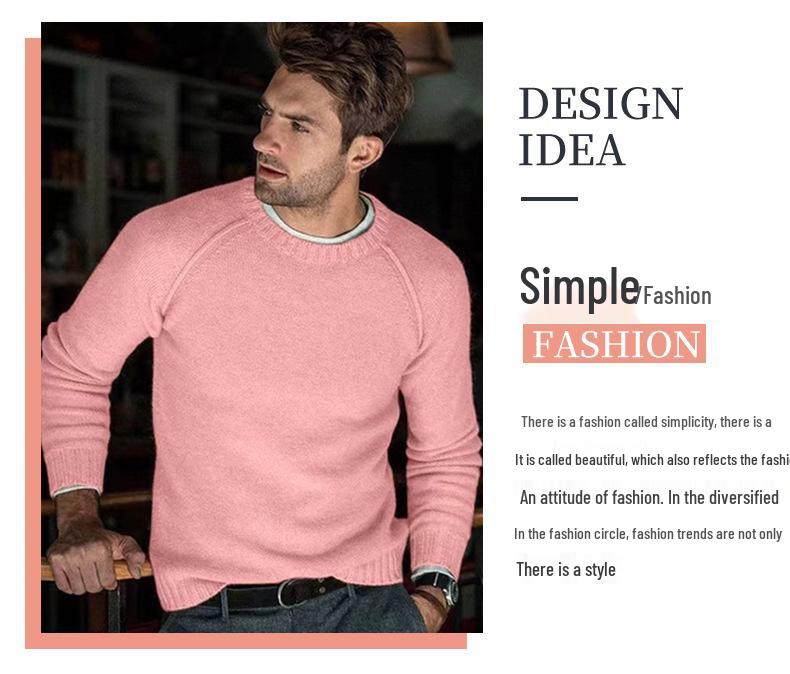 2024 Men's Autumn/Winter Casual Solid Knit Sweater