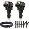 Windshield Washer Nozzle Kit with 6-Connector Set & 4 Dual-Hole Spray Patterns - Durable, Easy Install, Fits Most Vehicles