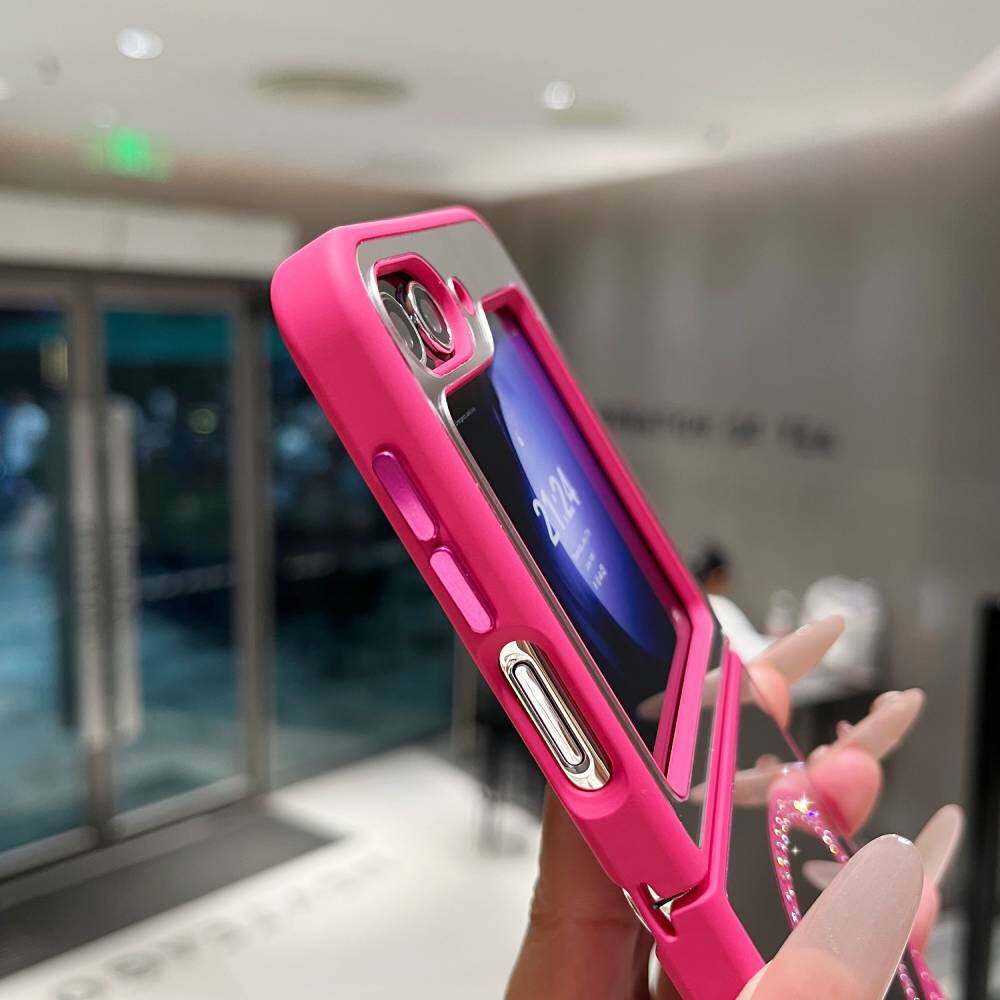 Zrcadlové pouzdro pro Samsung Galaxy Z Flip3/ Flip4/ Flip5/ Flip6 MagSafe magnetické bezdrátové nabíjení Módní make-up bonbónové barvy třpytky kryt na telefon