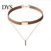 Punk Necklace Women Vintage Faux Suede Multilayer Polished Clavicle Choker Pendant for Party Fashion Necklaces