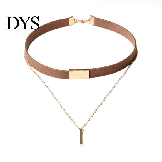 Punk Necklace Women Vintage Faux Suede Multilayer Polished Clavicle Choker Pendant for Party Fashion Necklaces