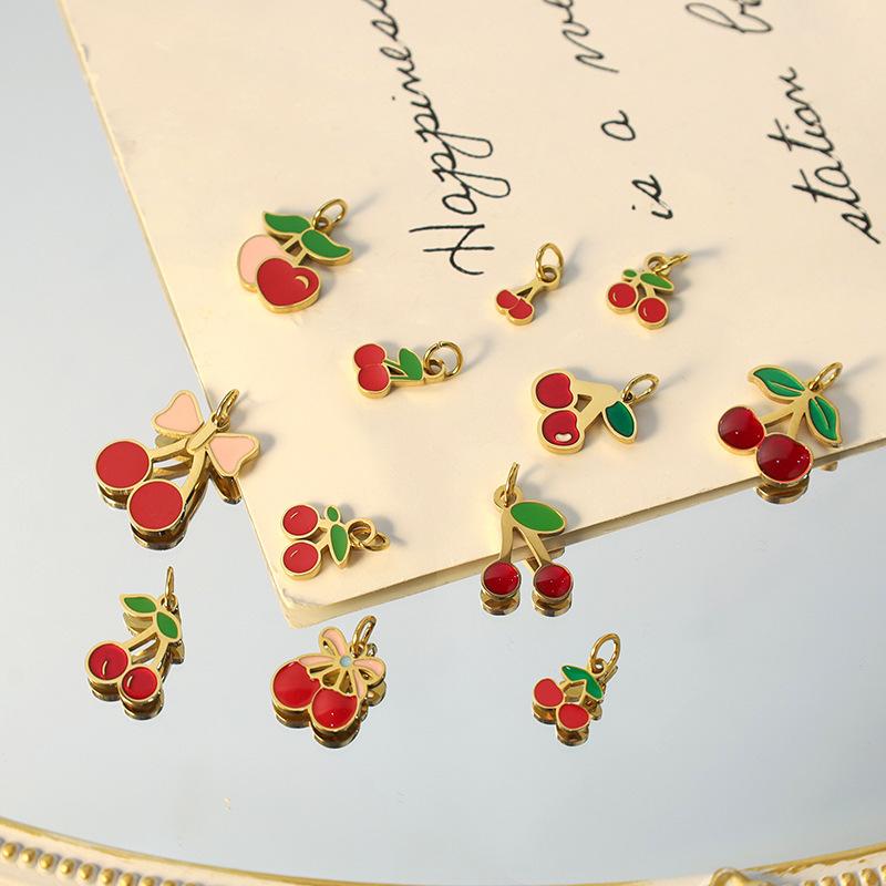 Summer On The New National Tide Does Not Fade Niche Dripping Oil Strawberry Necklace Accessories Diy Design Pendant Girl