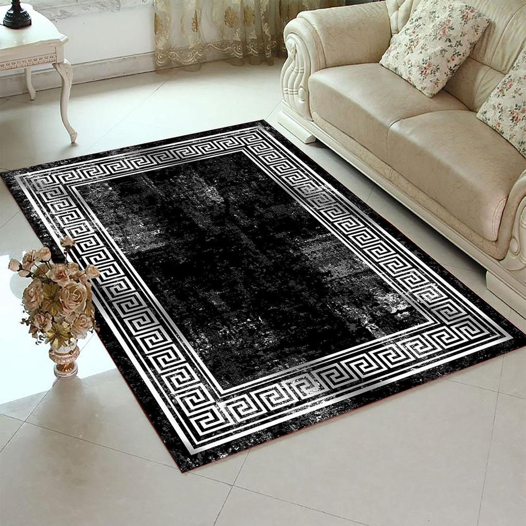 ePeddler Home Modern Framed Wall Pattern Digital Print Washable Non-Slip Dot Base New Generation Living Room, Bedroom, Entrance Hall Rug and Runner