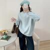 Loose Casual Style Knitted Sweater Women's Autumn and Winter New Solid Color Fat MM Pullover Long Sleeve Sweater Women