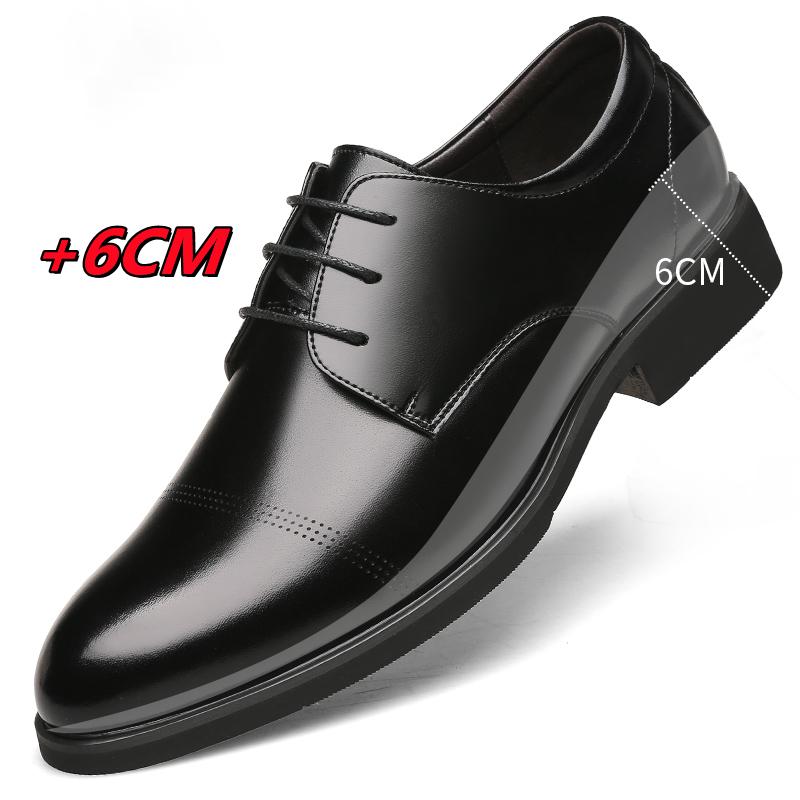 Formal Height Increasing Shoes Man Taller Elevator 6CM Invisible Insole For Men Heighten Increased Oxfords Business Lift