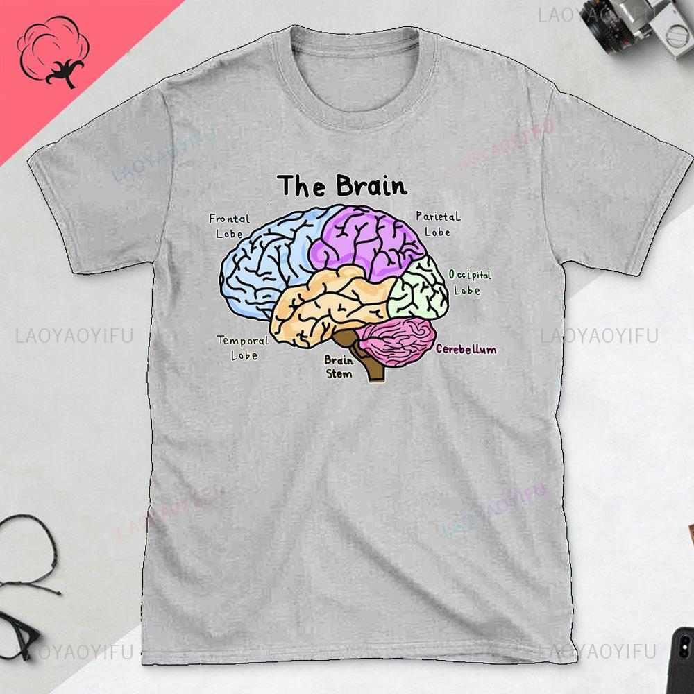 Funny Part of The Brain Color Chart High Quality Tshirt Neurology Print Harajuku Unisex Summer Short Sleeve Gift Tshirt Tops