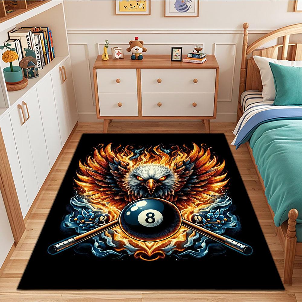 "Fiery Eagle with Billiard Ball Design" Patterned carpet, suitable as a non slip play mat for the living room and bedroom sofa