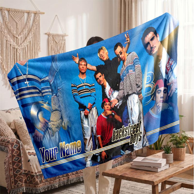 Backstreet Boys Flannel Blanket, Custom Name Text Personalized Soft Throw Blanket Home Decor Gift