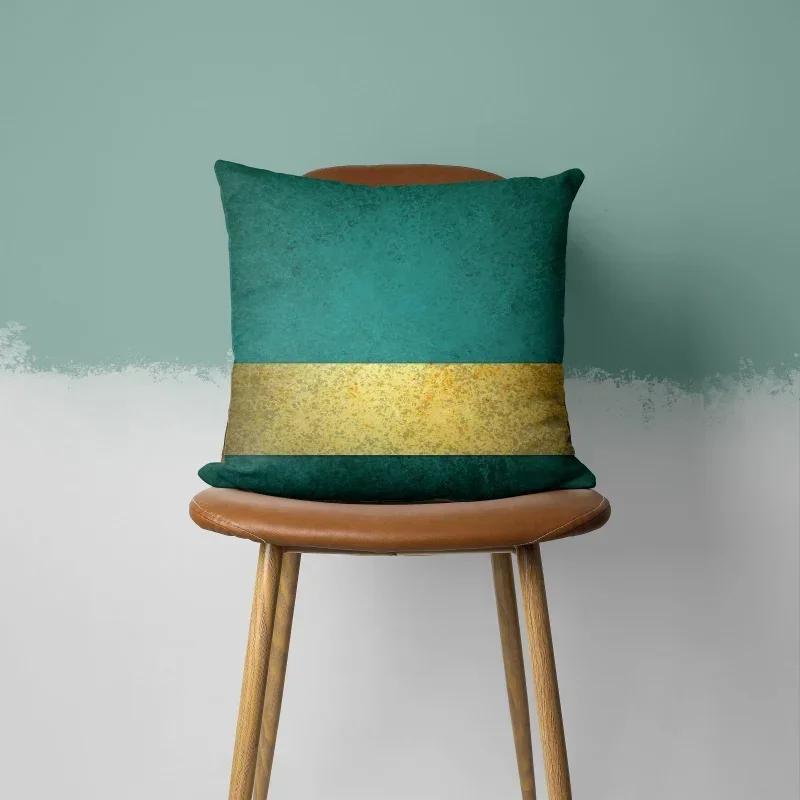 Teal Cushion Cover Leaf Feather Geometric Heart Sofa Pillowcase Bedroom Home Decor Office Decor Accessories 50x50cm45x45