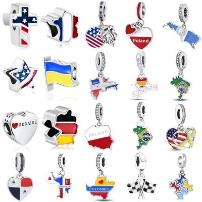 New Fit Original Copper Flag Series Of Various Countries Charms Pendants For Women Jewelry Making Gift