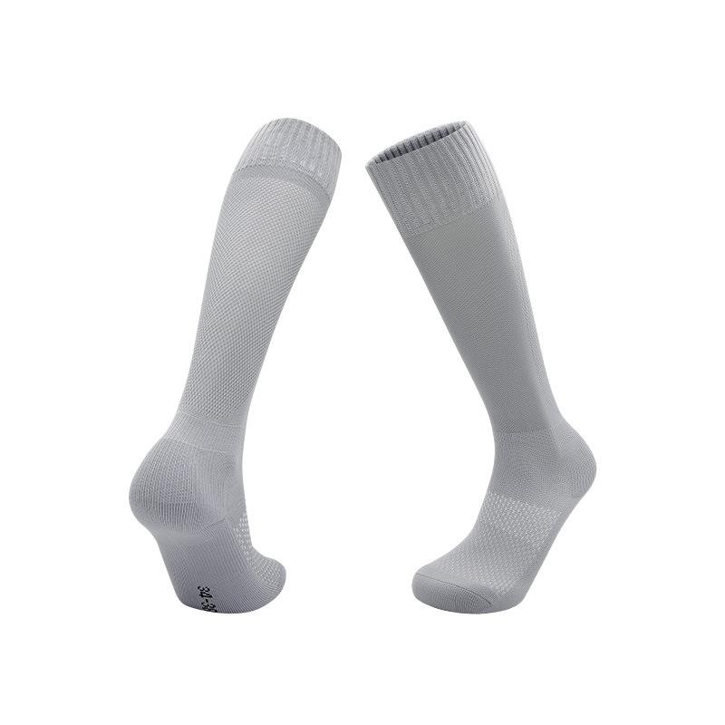 

Solid Color Football Socks Adult High Tube Sweat-Absorbing Breathable Stockings Non-Slip Professional Sports Socks s (shoe size 28-33)2PCS серый