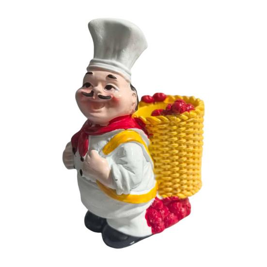 Fat Chef Resin Figurine Toothpick Holder Resin Chef Statue Sculpture Home Cafe Restaurant Kitchen