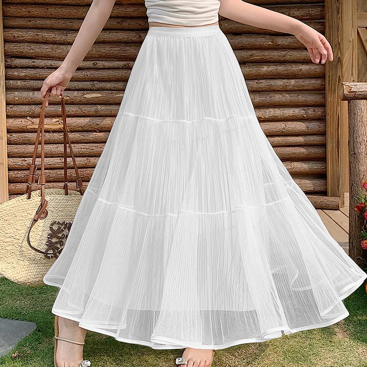 Jupe Midi Patchwork Élastique à la Taille Douce Style Coréen Grande Taille pour Femme Printemps/Été 2026
