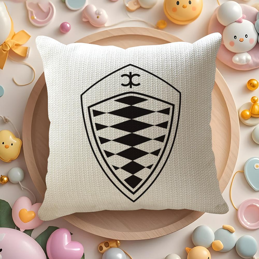 Luxury Car K-Koenigsegg Logo Cushion Cover Linen Organic Fabric Double-Sided Printing Breathable Pillow Case Sofa Home Decor