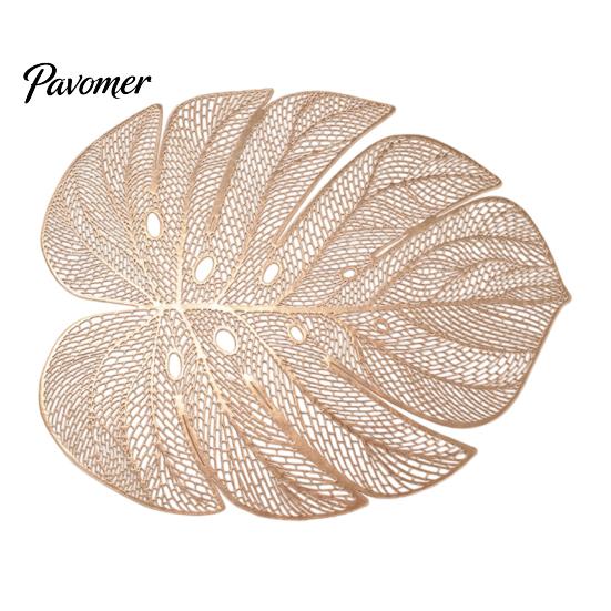 Flexible PVC Dining Mats Monstera Leaf Placemat, Hollow Table Mat, Waterproof Oil Proof Heat Washable Placemats Resistant for Wedding Banquet