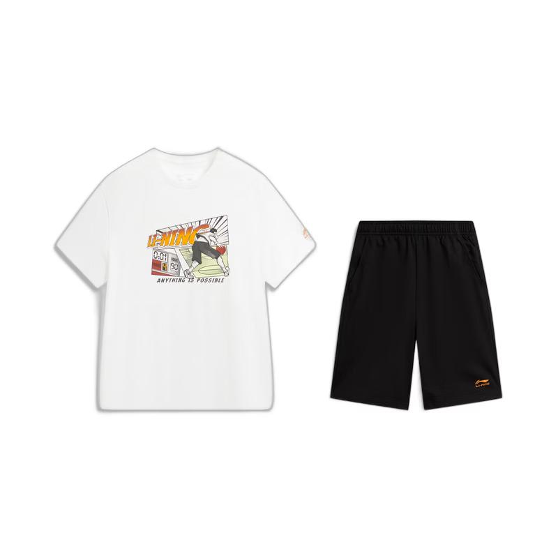 Li-Ning Youth Unisex Short-Sleeve T-Shirt & Sweat Shorts Set M