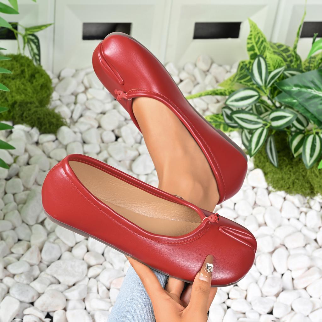 Fashion Tabis Ninja Shoes Black Ballets Flats Split Toe Bow Loafers Women Mary Janes Plus Size 42 Dress Slippers Ballerina Zapato Mujer